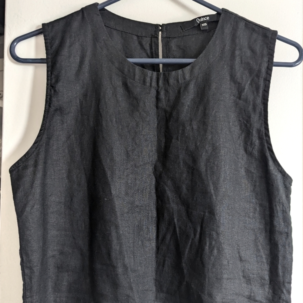 Quince Women's Black European Linen Sleeveless Tank sz XS NWT Blouse Shirt Flax